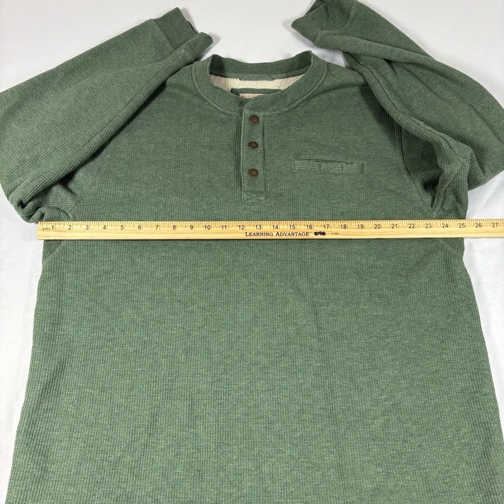LL Bean Katahdin Iron Works Bonded Waffle Henley XLT Tall Green Sherpa Fleece